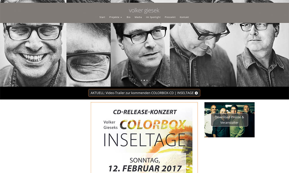 WordPress Homepage Volker Giesek, Musiker
